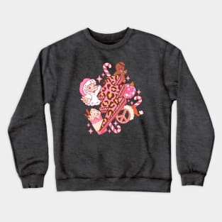 Retro Pink Christmas Santa Light Bolt Disco Ball Crewneck Sweatshirt